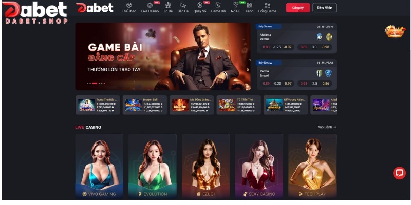 Trang chủ chính của game DABET